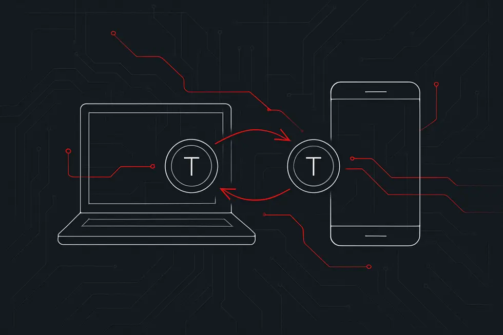 Ipinapakita ang konsepto ng desentralisadong palitan sa iskema.