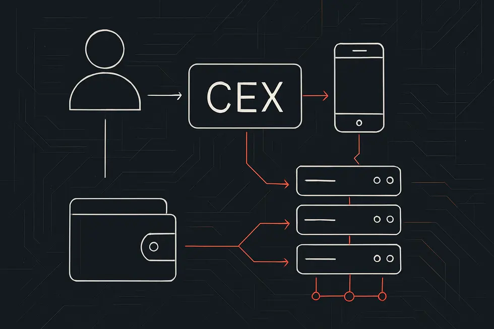 Schematic na diagram ng CEX platform at network.