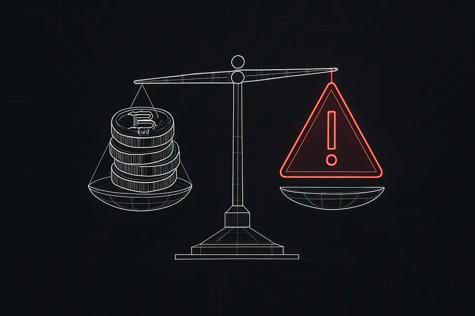 Mga digital na barya na nakapatong sa schematic grid ng blockchain.