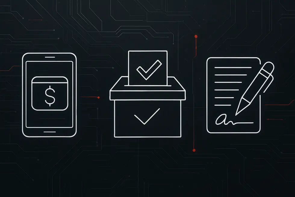 Digital wireframe illustration ng coins tulad ng Bitcoin at Ethereum.