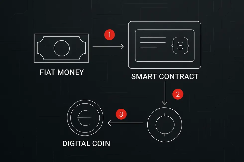 Stablecoin na simbolikal na nakapagpapabalanse sa halaga ng digital at tradisyunal na pera.