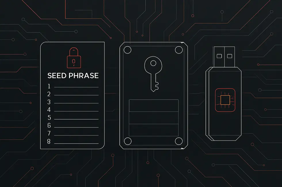 Seed phrase na binubuo ng 12 salita na parang susi ng digital wallet.