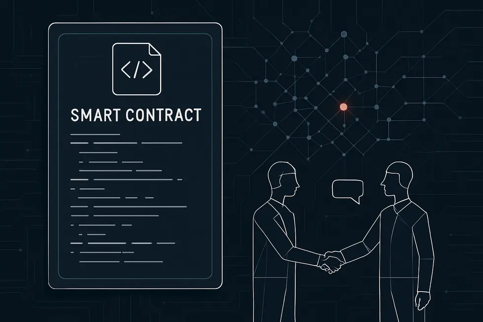 Digital na dokumento na kumakatawan sa smartcontract sa blockchain.