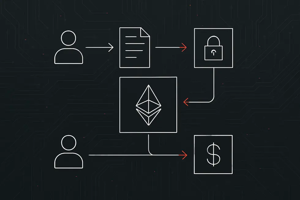 Digital na dokumento na kumakatawan sa smartcontract sa blockchain.