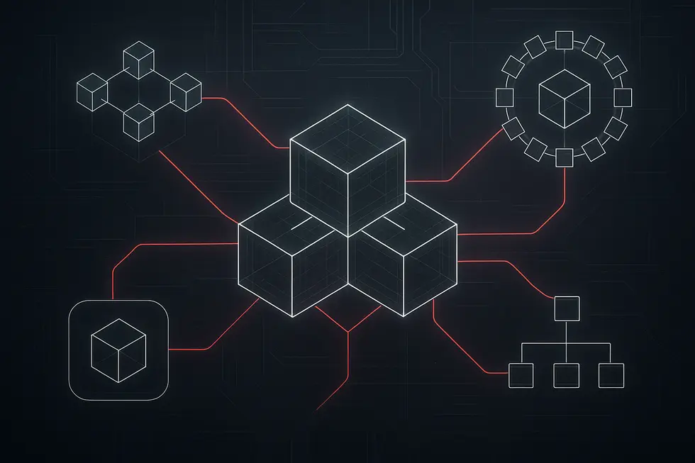 Isang digital na utak na simbolo ng katalinuhan ng EVM sa loob ng blockchain.