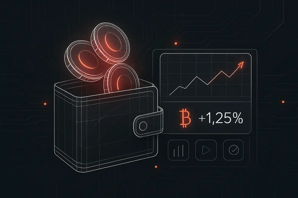 Paglalarawan ng konsepto ng staking gamit ang digital na representasyon ng crypto coin.