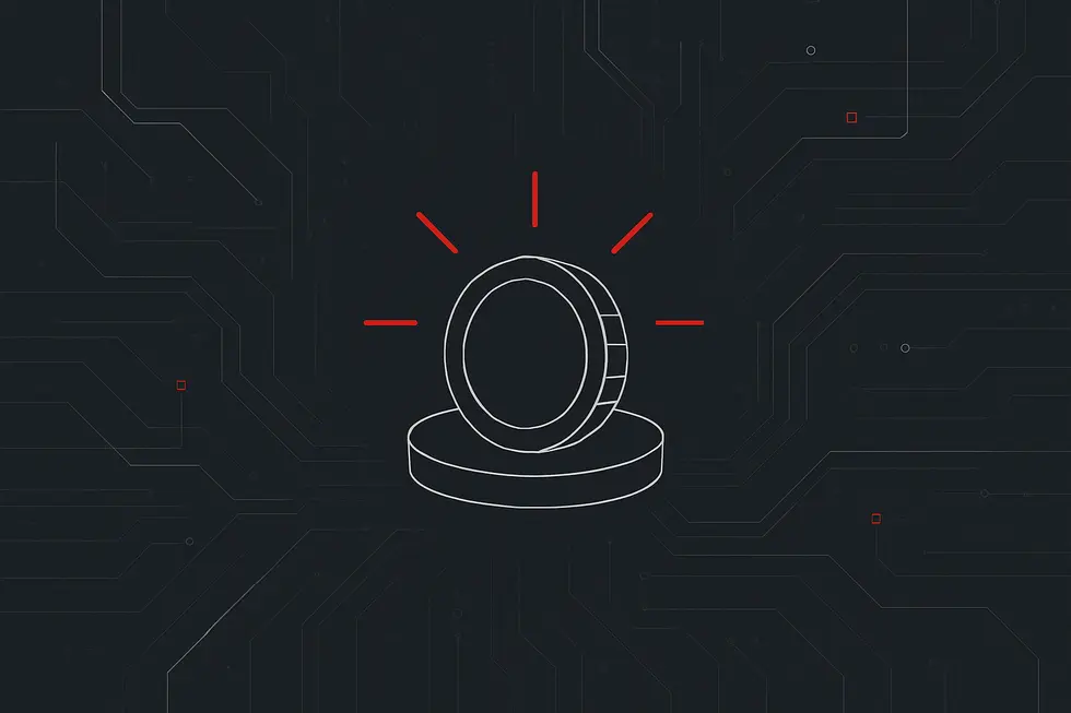 Paglalarawan ng konsepto ng staking gamit ang digital na representasyon ng crypto coin.